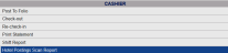 Cashier Section of Full Menu Table with Hotel Postings Scan Report selected